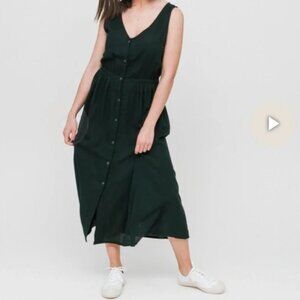 Sessun Cotton Dress Sleeveless Black Button Charcoal Size Small NWOT